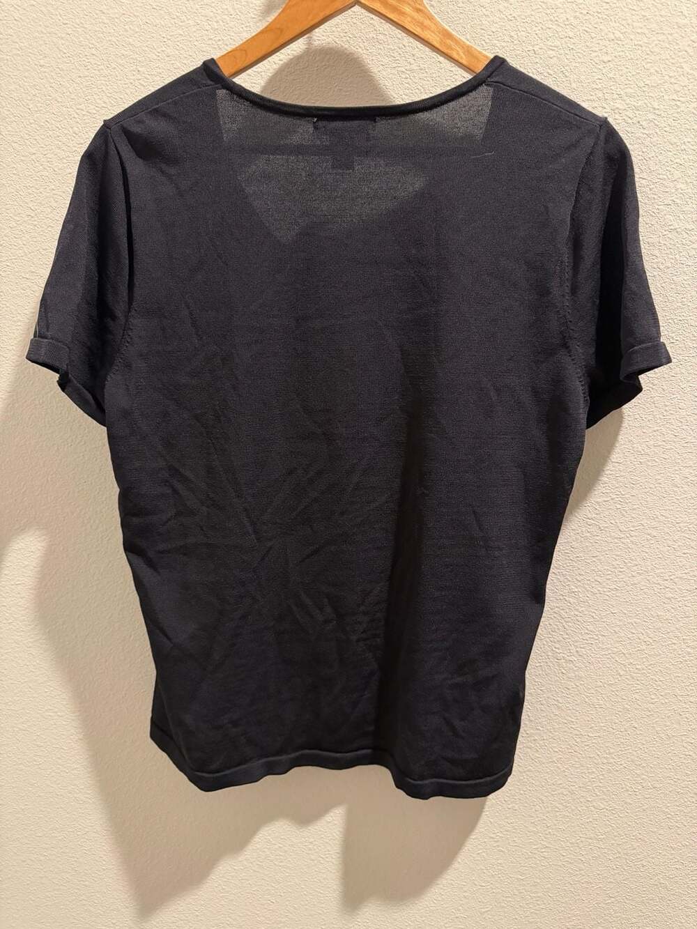 Lands' End Women's Black Short Sleeve Scoop Neck Knit Top Size L - Picture 2 of 3